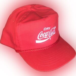 Vintagecore Coca-Cola Coke Red Trucker Flat Bill Snap Back Hat Cap Grandpa OS KC